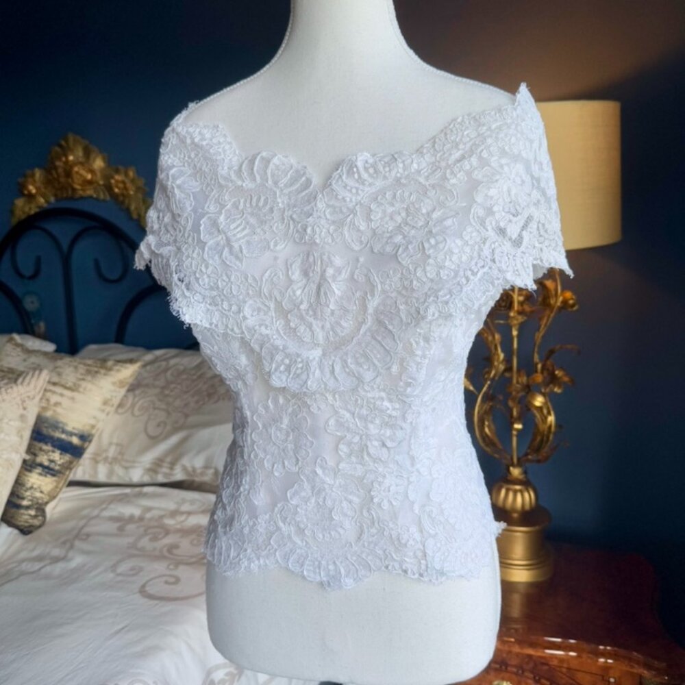Vintage Off Shoulder Lace Bridal Bustier Corset Top